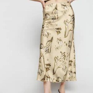 Reformation Layla Silk Skirt Umber - Size 8